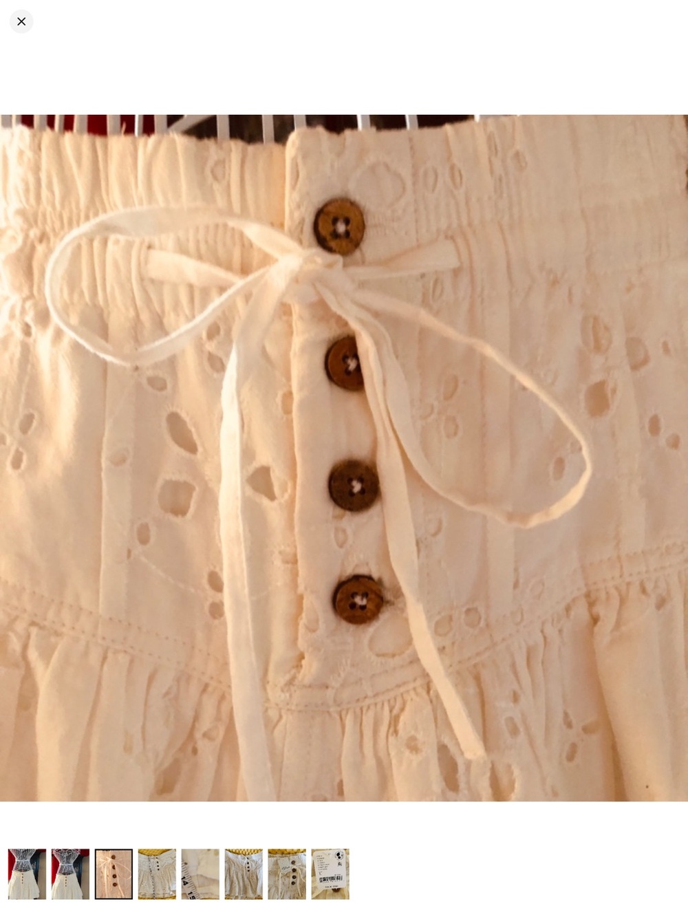Free People Roselle Eyelet Skirt in Ivory size large - Picture 5 of 8